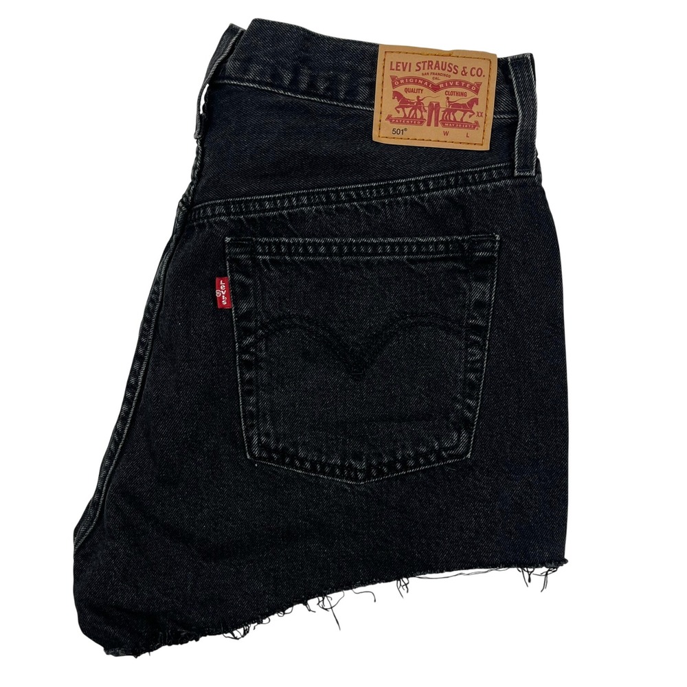 Levis 501 Cut Off Denim Shorts Womens 30 (Fits 32W) Button Fly‎ Raw Hem Frayed